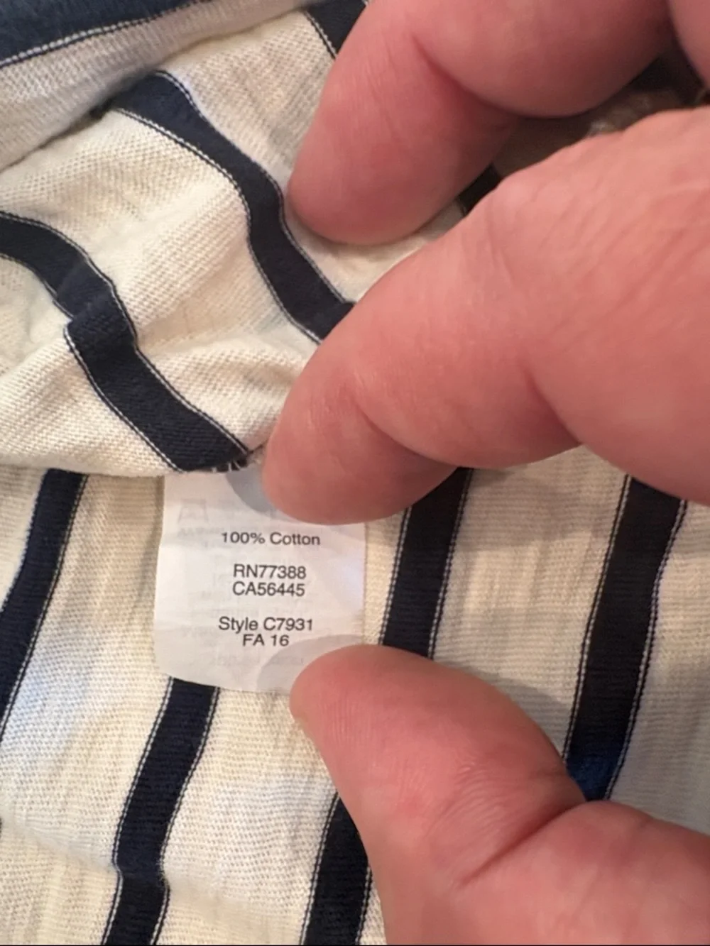 J. Crew Navy and White Striped Crew Neck Tee